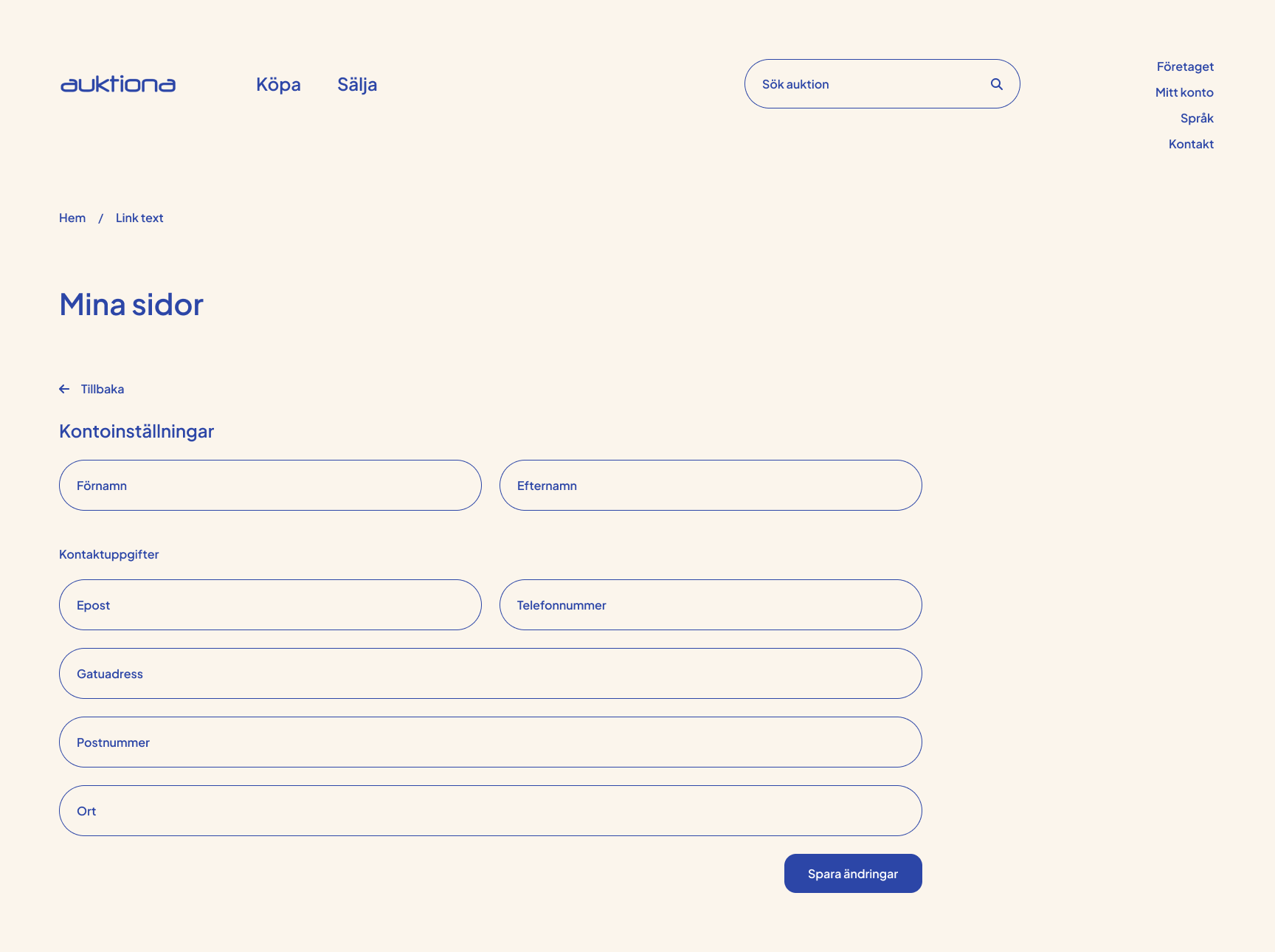 Auktiona Account Settings